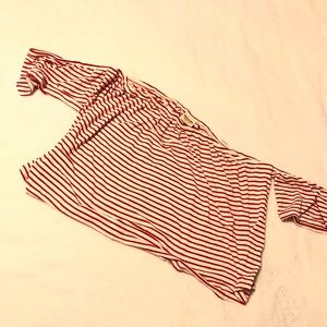 Off the shoulder stripped shirt